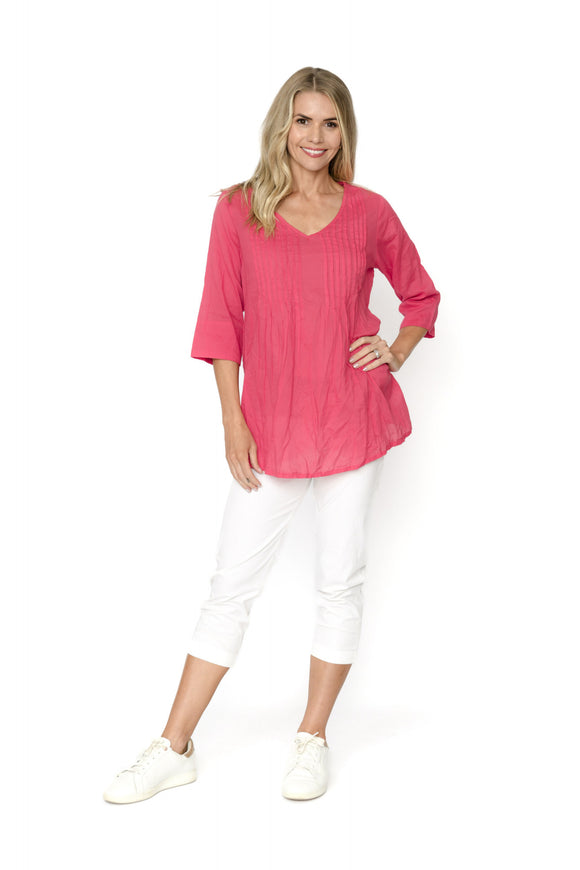 Evie Pleated Top By One Summer - Red