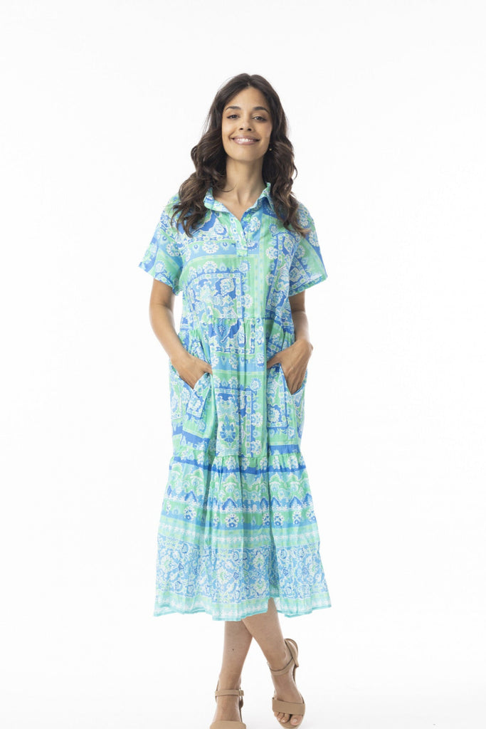 Montevideo Dress By Orientique - Aqua