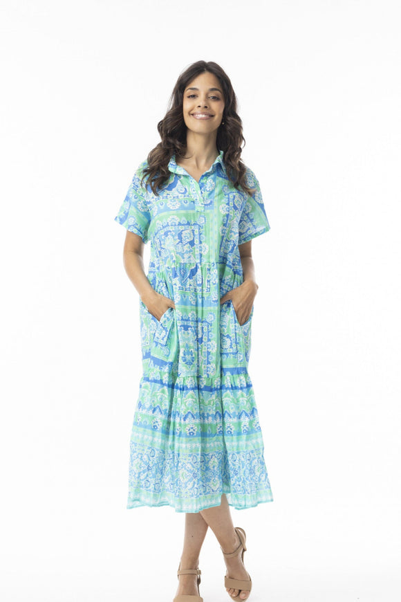 Montevideo Dress By Orientique - Aqua