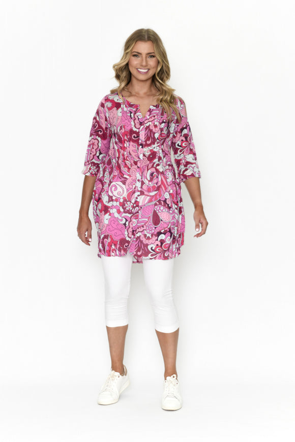 Alison Pleated Tunic Top - Print 4