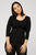 3/4 Sleeve Scoop Top By Tani - Black