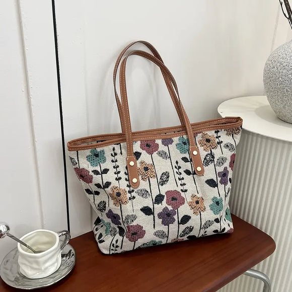 Bohemian Vintage Floral Print Tote Bag