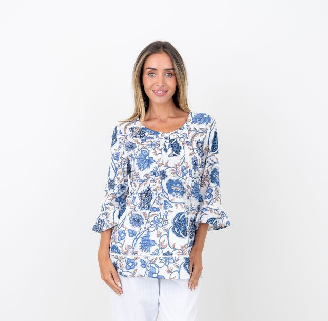 Casey Pintuck Top By Renoma - Azure Waves