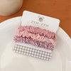 3pcs Vintage Elegant Fabric Hair Rope Set - Pink