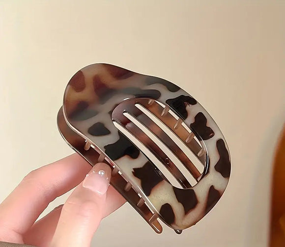 Flat Head Hair Clip - Cream Print
