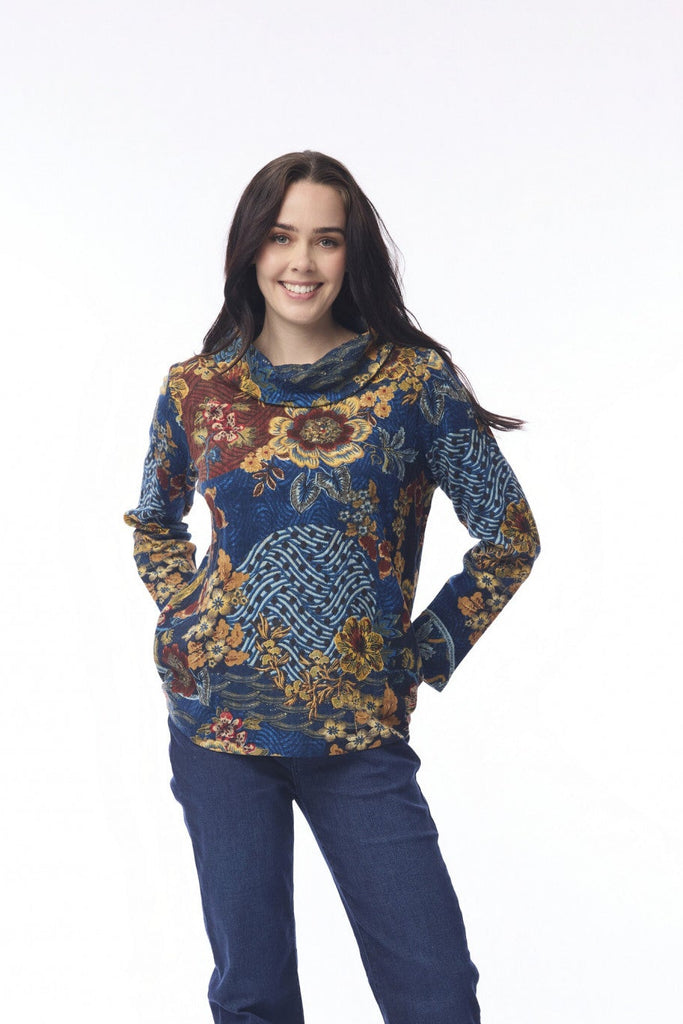 Maluku Cowl Neck Top By Orientique