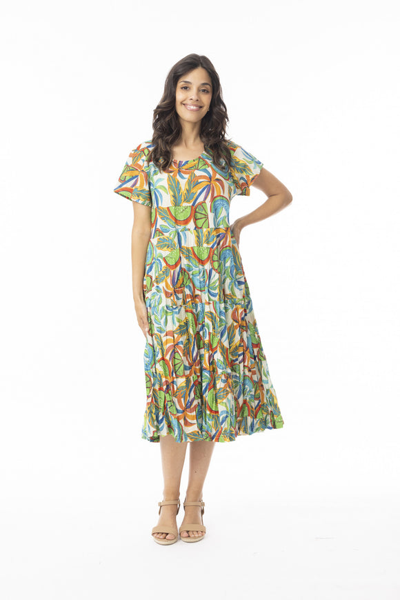 Curacao Short Sleeve Layer Dress By Orientique