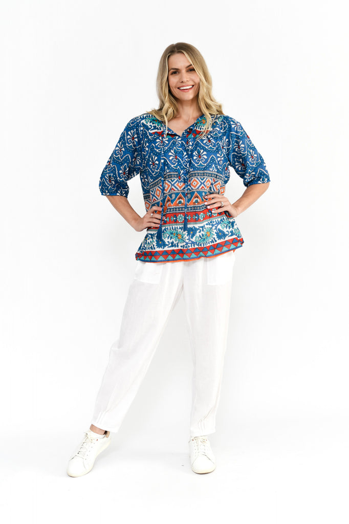 Tessa V-Neck Tassel Top By One Summer