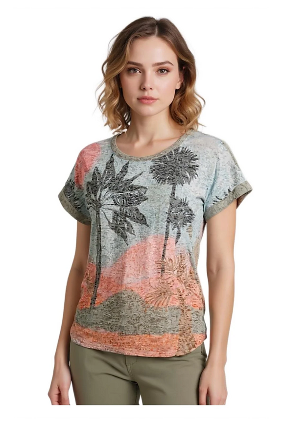 Burn Out Tee By Cafe Latte - Khaki Oasis