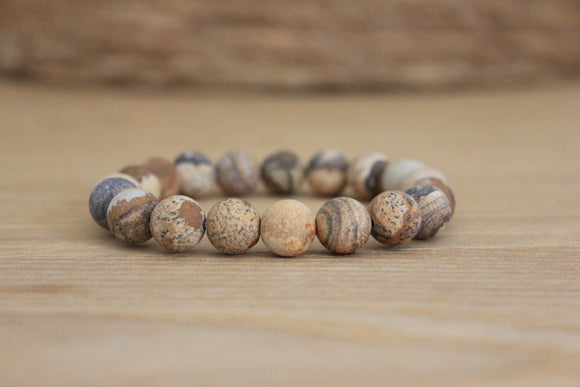 Beaded Stone Bracelet - Jasper Natural