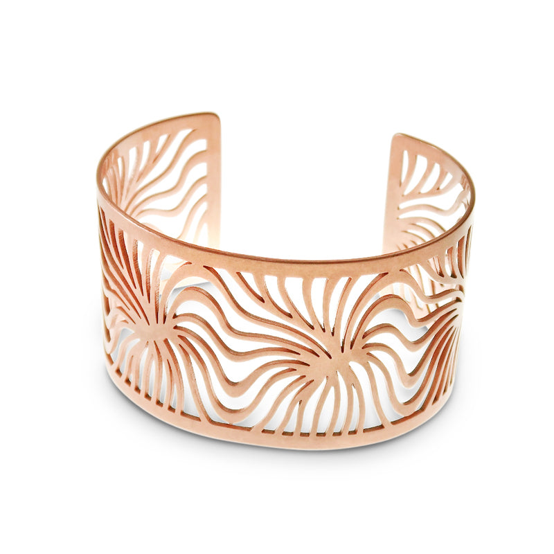 Metal Swirl Cuff Bangle - Matte Rose Gold