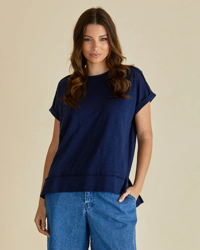 Shirley Short Sleeve Tee By Betty Basics - Navy