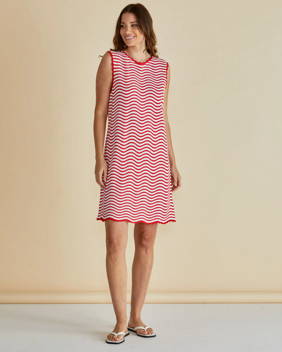 Viola Tank Dress - Red/White Stripe