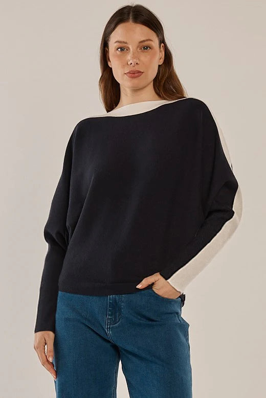 Boatneck Knit Jumper By Betty Basics - Navy
