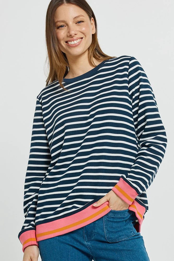 Tyra Sweat By Betty Basics - Navy/White Stripe