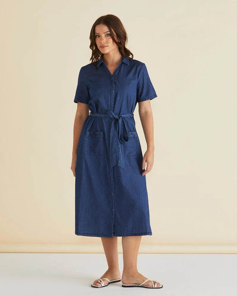 Soft Denim Shirt Dress By Betty Basics