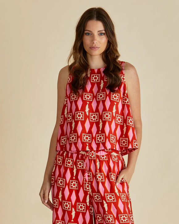 Copacabana Shell Top - Sardinia Geo Print