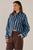 Erin Crop Shirt By Betty Basics - Chocolate/Cornflower Stripe