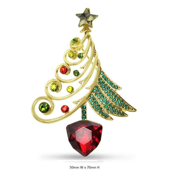 Christmas Tree Brooch - Alloy & Crystals