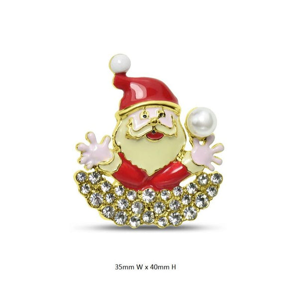 Santa Claus Brooch - Alloy & Crystals