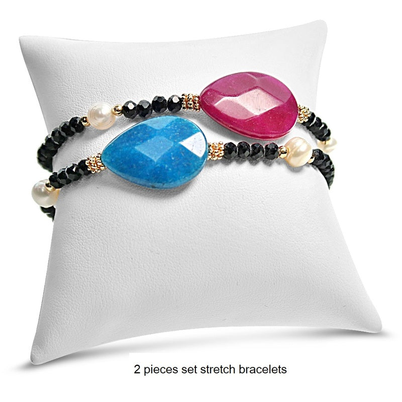 Natural Stones & Freshwater Pearl Bracelet Set/2