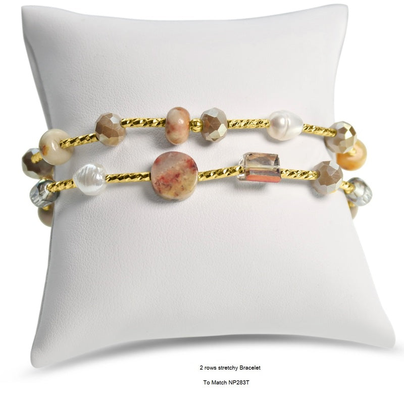 Stretch Bead & Pearl Bracelet Set/2