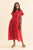 Collared Drawstring Dress - Red