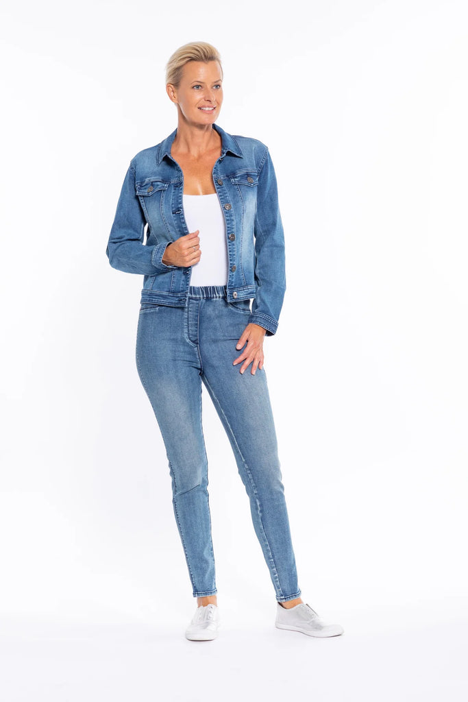 Pull On Full Length Jegging By Cafe Latte - Denim