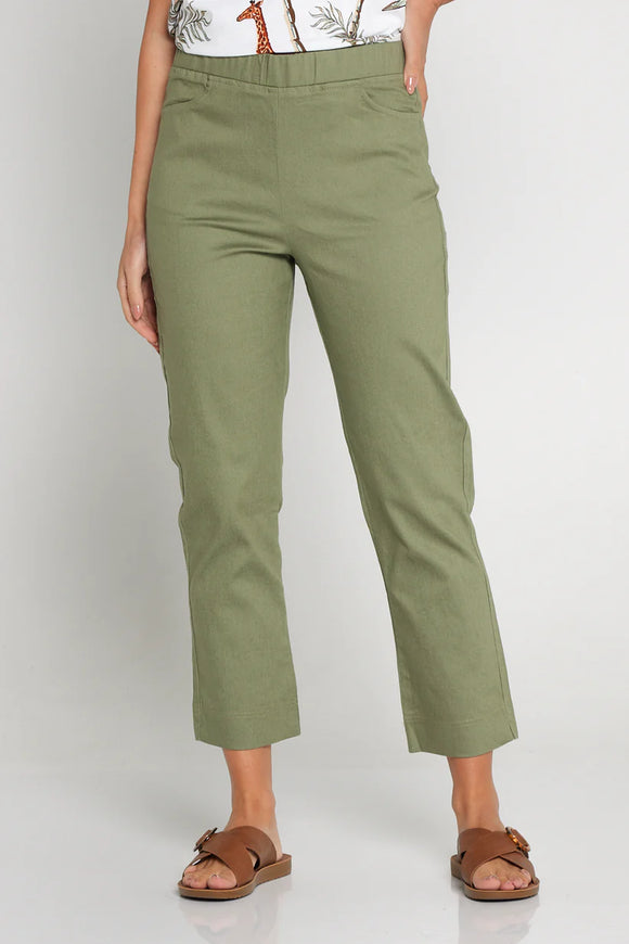 Easy Wear Pull On Pant By Cafe Latte - Khaki