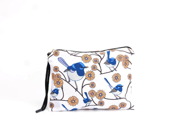 Recycled Cotton Utility Pouch - Blue Wren Bliss