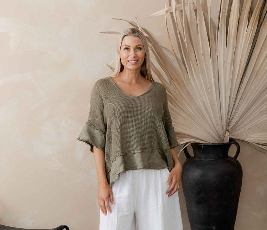 Carina Linen Top - Slate