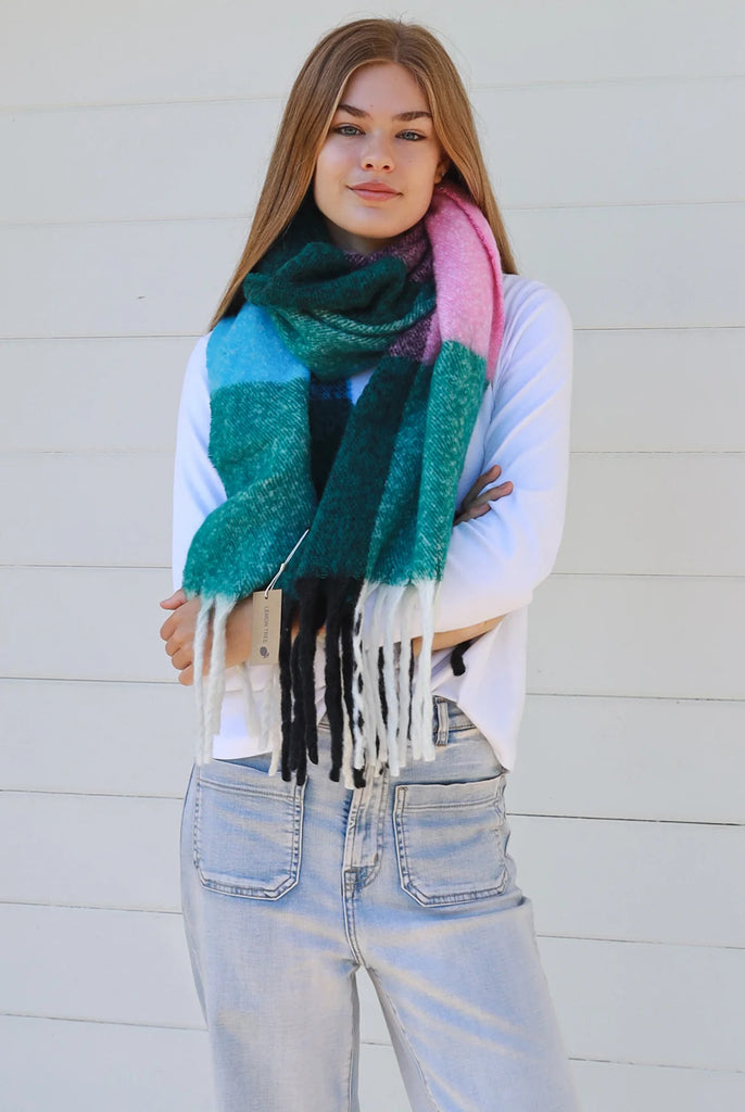 Winter Scarf - Green/Pink