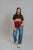 Block Stripe Pullover By Bella - Aubergine/Pumpkin