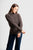 Funnel Neck Pointelle Puff Sleeve Knit  By Fields - Coffee Bean