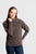 Funnel Neck Pointelle Puff Sleeve Knit  By Fields - Coffee Bean