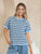 Cotton Stripe Knit Top - Blue/Brown