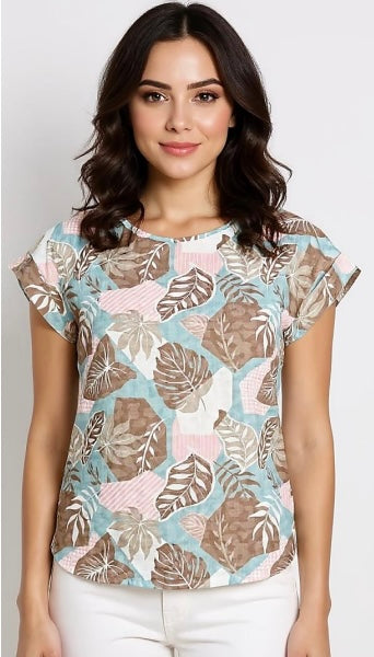 Mocha Patch Drop Shoulder Top By Cafe Latte