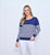 Half Stripe Cotton Jumper - Navy