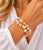 Stretch Three Rows Bracelets Gold Heart - Pink Tones