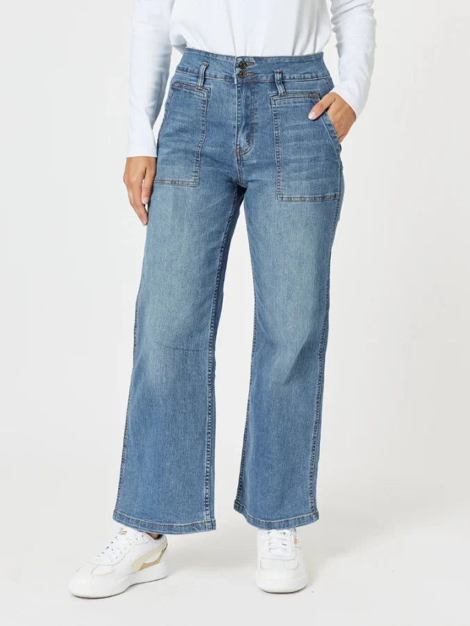 Hudson High Rise Wide Leg Jean - Denim