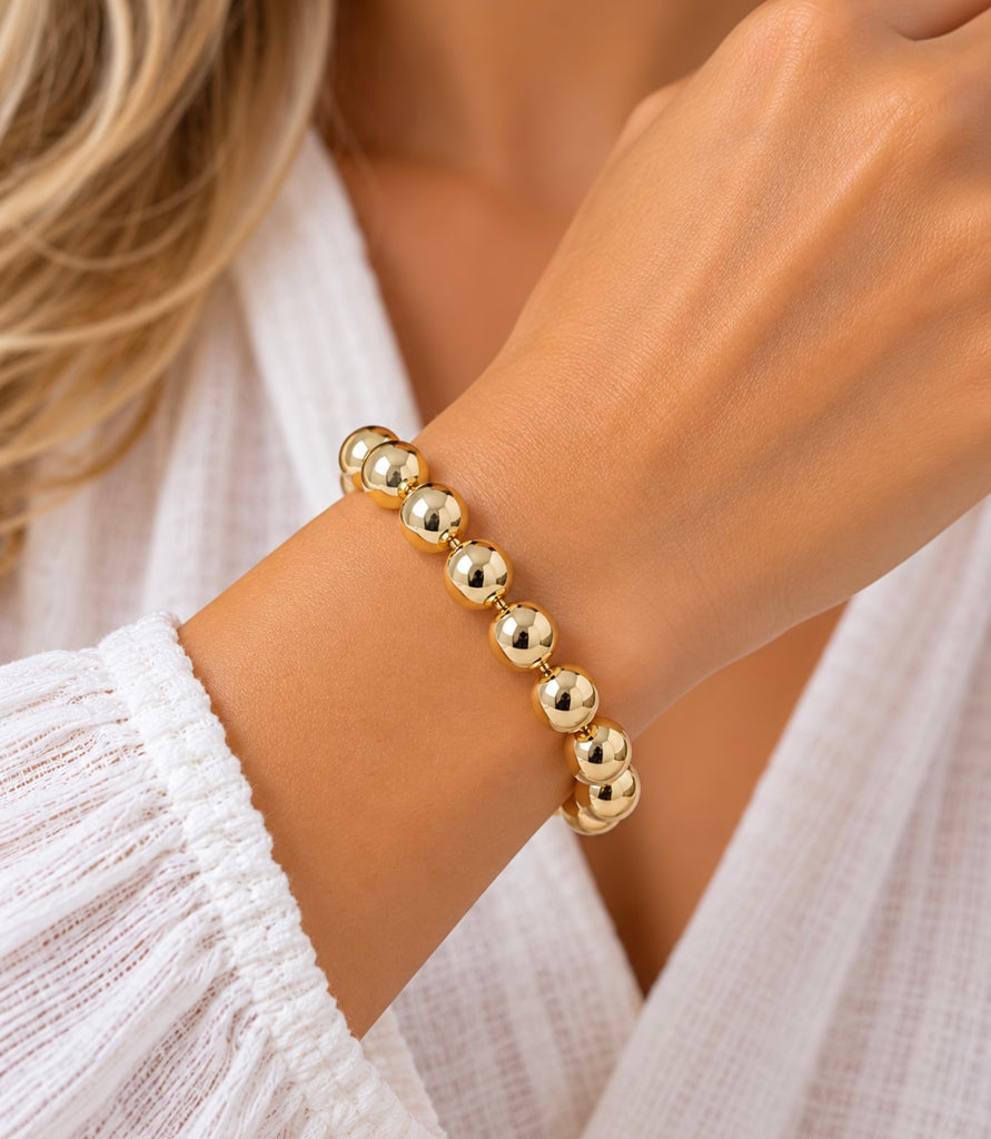 !0mm Gold Bead Magnetic Bracelet