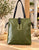 Square Flap Over Handbag - Green