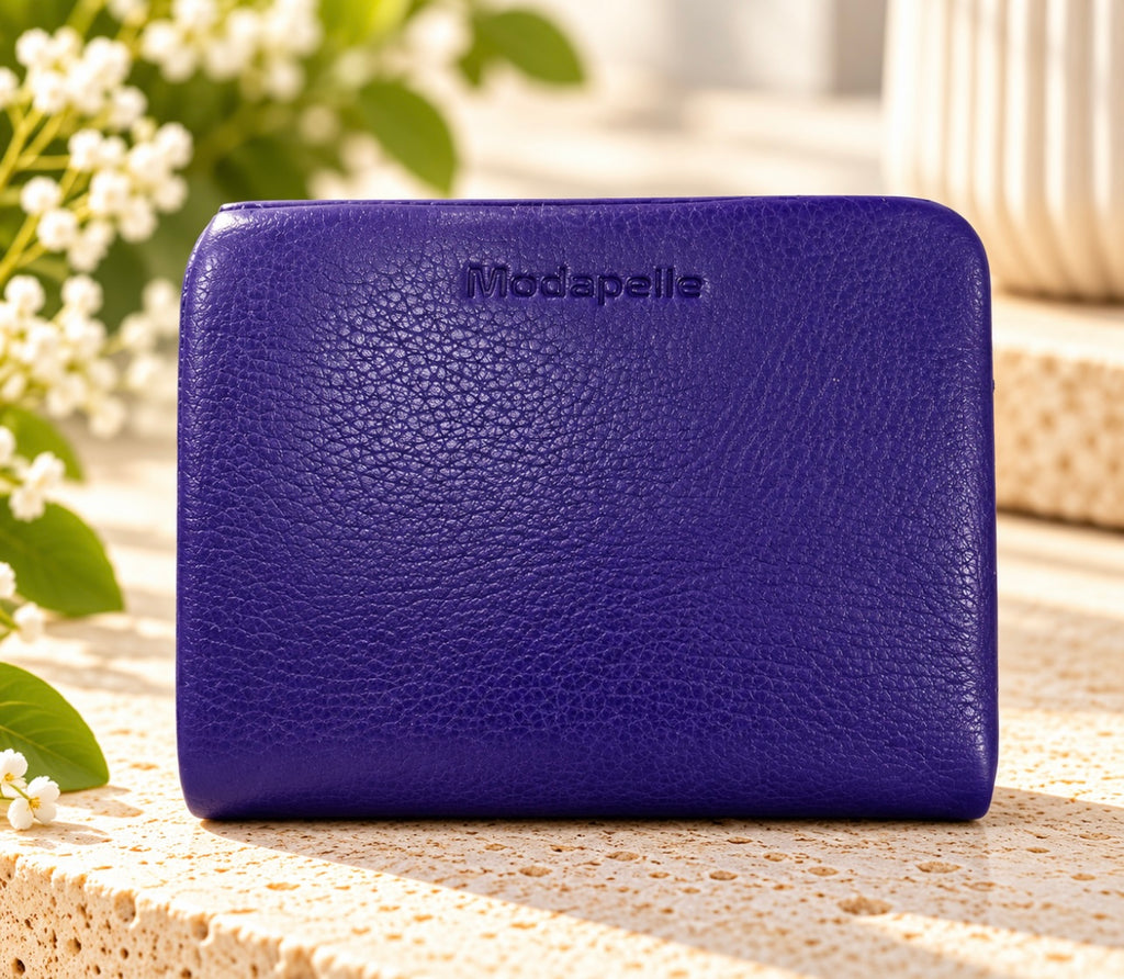 Soft Cow Leather Compact Wallet By Modapelle - Lavender