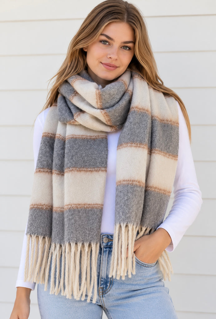 Winter Scarf - Neutral Stripe