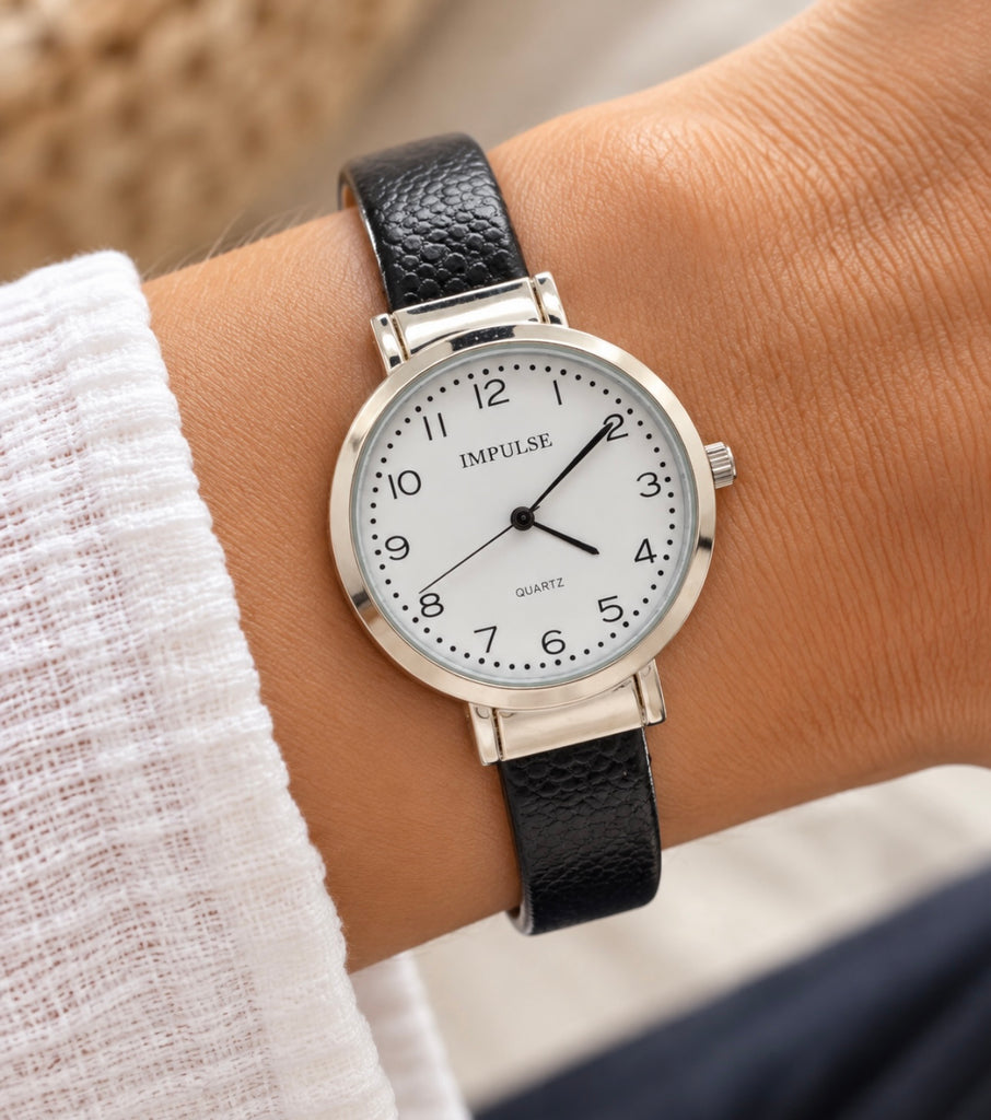 Bangle Watch - Silver/Black