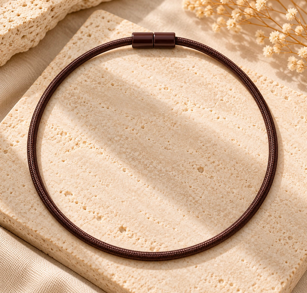 Zsiska Bliss Magnetic Closure Cord Necklace -  Brown