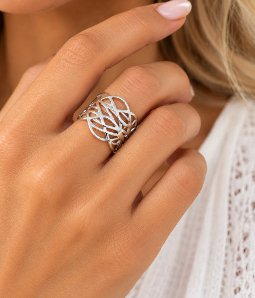 Metal Open Cut Ring/Open Shank - Rhodium