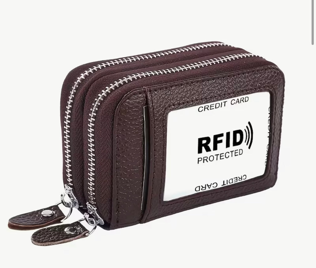 Credit Card Wallet With Small Coin Purse - Brown