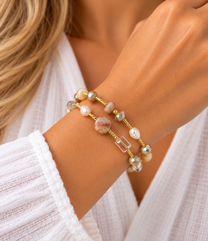 Stretch Bead & Pearl Bracelet Set/2