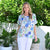 Floral Boxy Linen Top - Blue